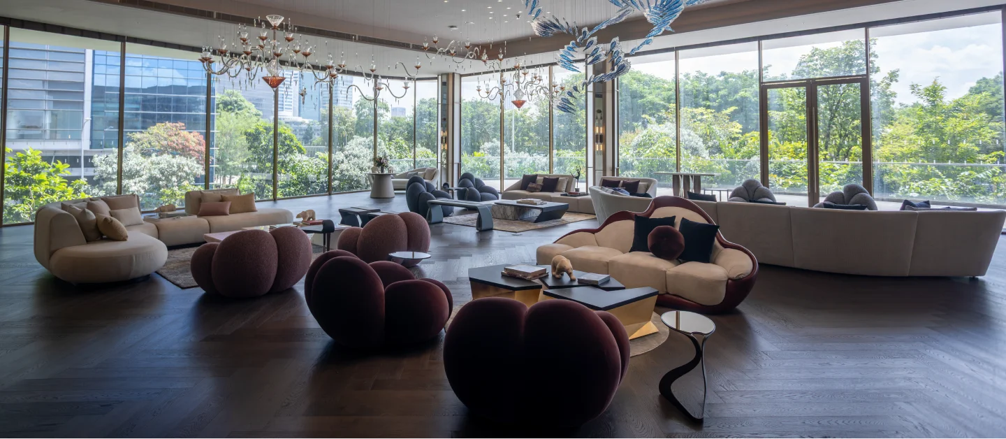 Luxury modern sofa and dining table set from Christopher Guy Noname collection