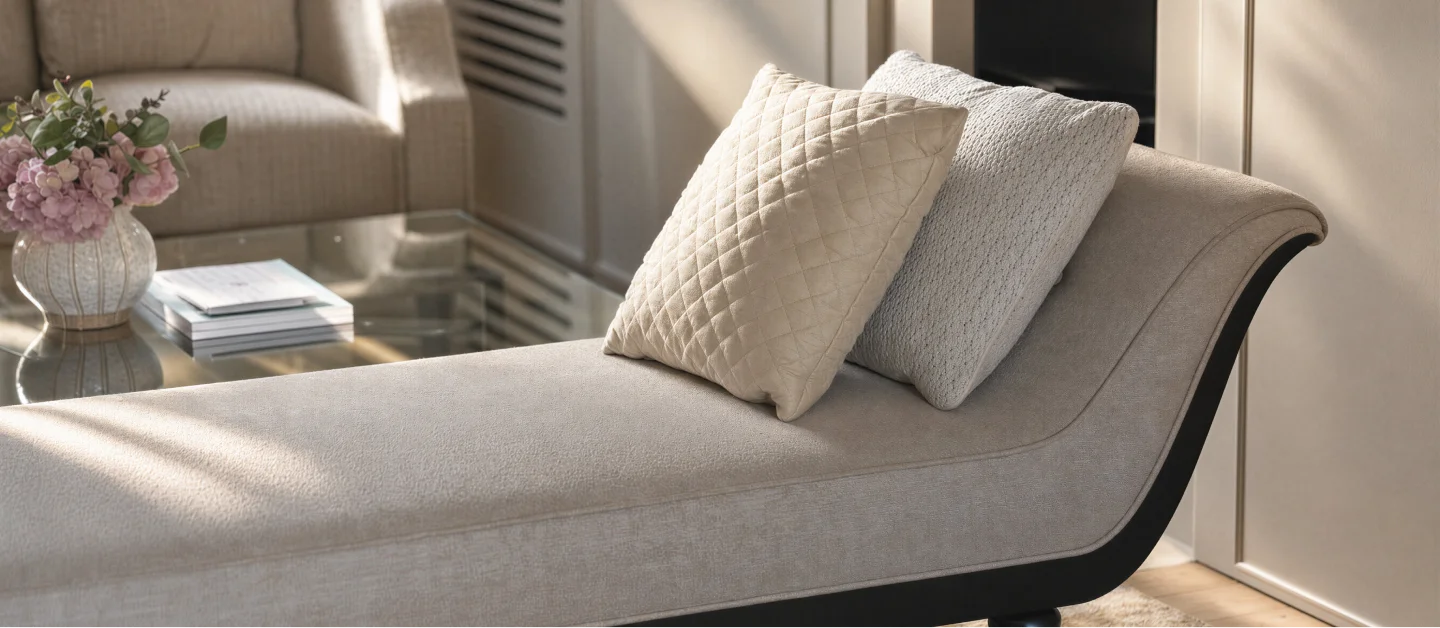 Christopher Guy Desk, Sofa, Chair, Pillow, Rug