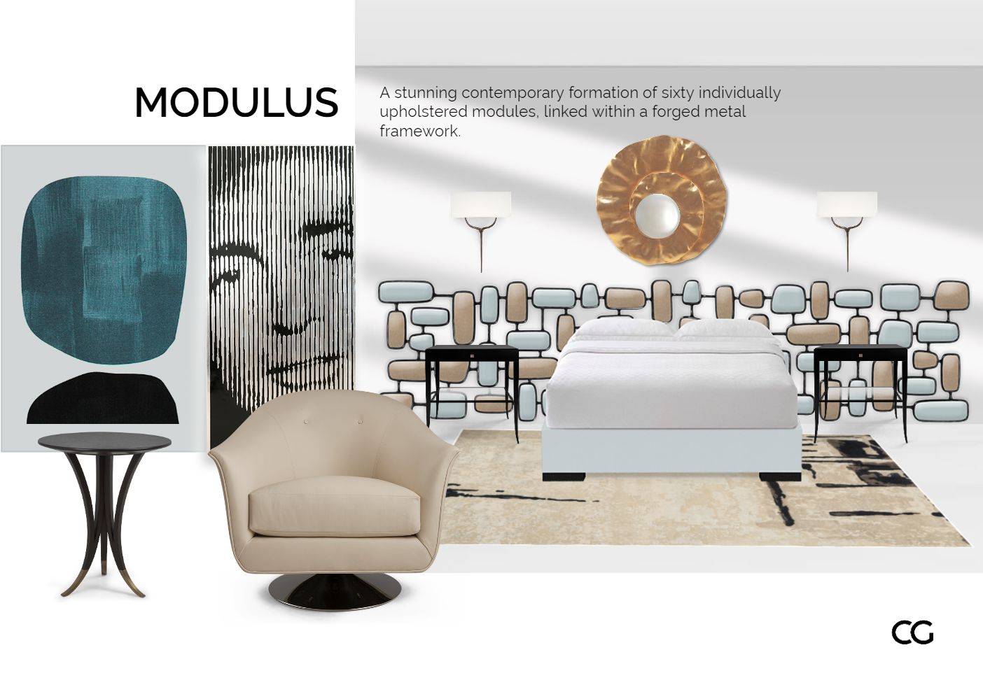 Room inspiration: Designer Luxe Reverie: Furnishings Tailored for Bedroom Opulence